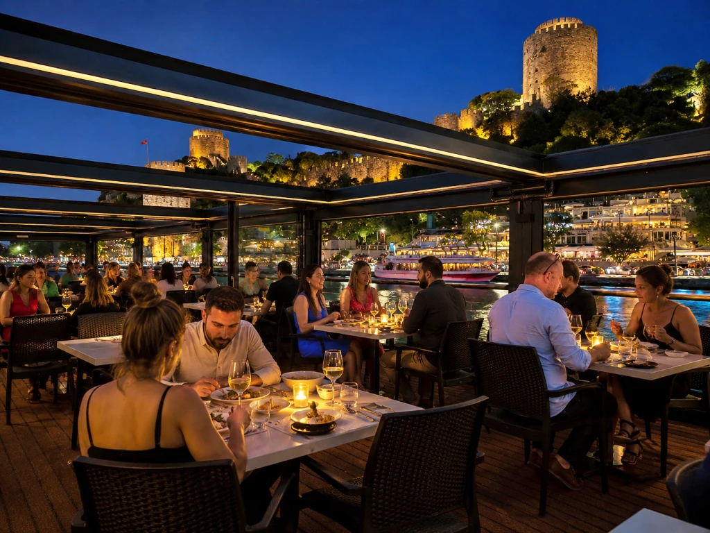 Golden Horn Departing Bosphorus Dinner Cruise | Private Tables | Standard Menu Unlimited Soft Drinks | Window Side Options