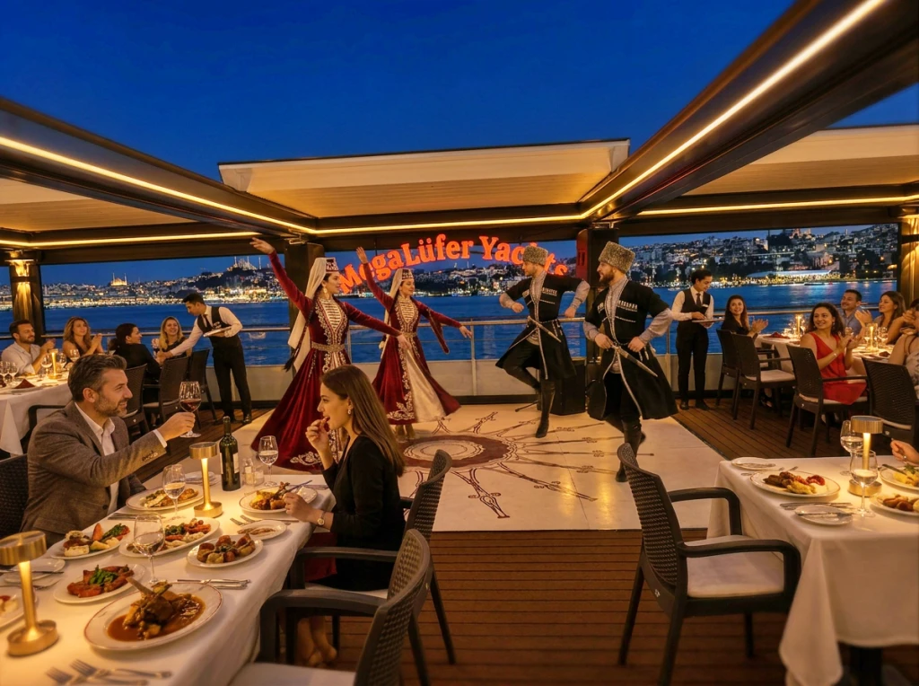 Golden Horn Departing Bosphorus Dinner Cruise | Private Tables | Standard Menu Unlimited Soft Drinks | Window Side Options