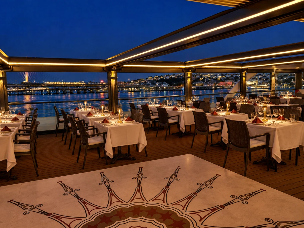 Golden Horn Departing Bosphorus Dinner Cruise | Private Tables | Standard Menu Unlimited Soft Drinks | Window Side Options