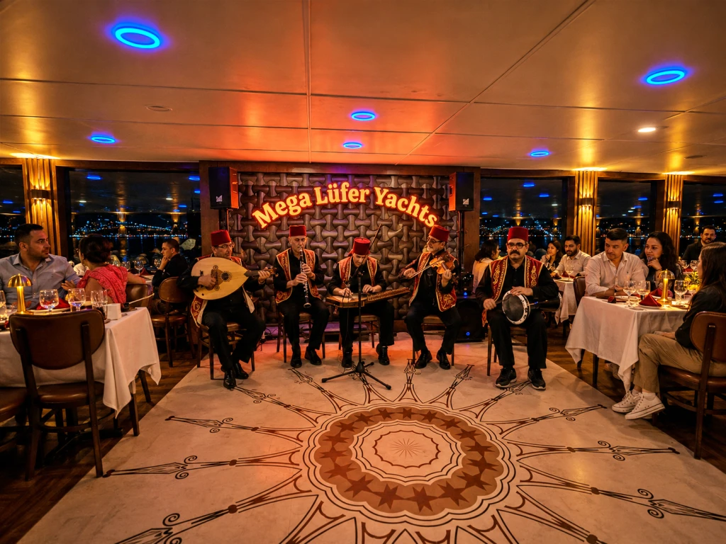 Golden Horn Departing Bosphorus Dinner Cruise | Private Tables | Standard Menu Unlimited Soft Drinks | Window Side Options