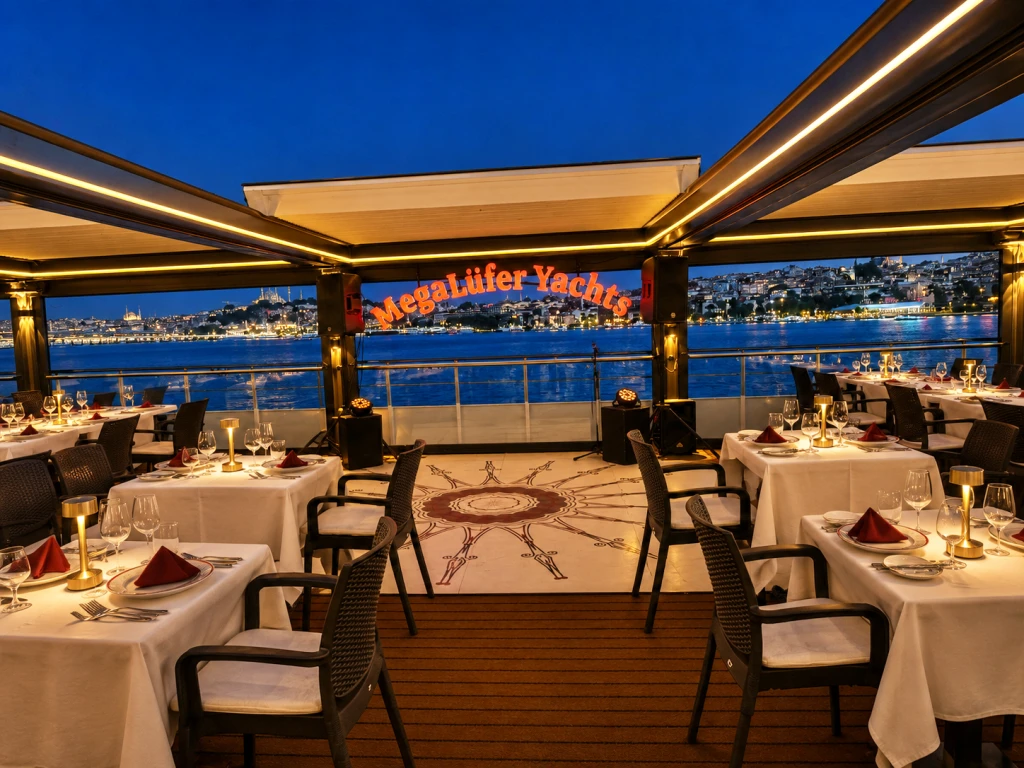Golden Horn Departing Bosphorus Dinner Cruise | Private Tables | Standard Menu Unlimited Soft Drinks | Window Side Options