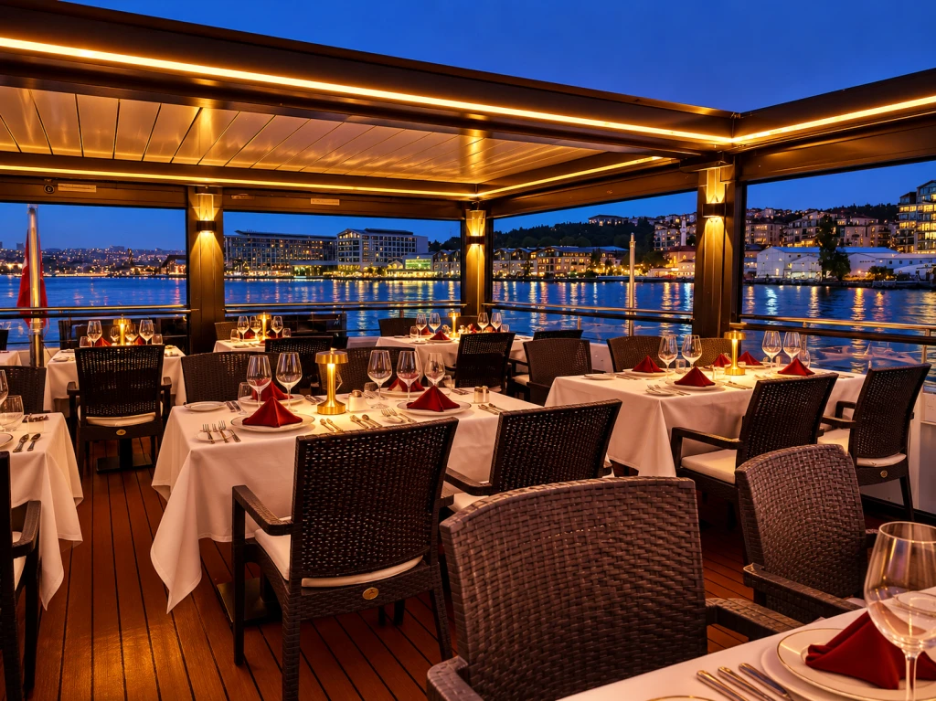 Golden Horn Departing Bosphorus Dinner Cruise | Private Tables | Standard Menu Unlimited Soft Drinks | Window Side Options