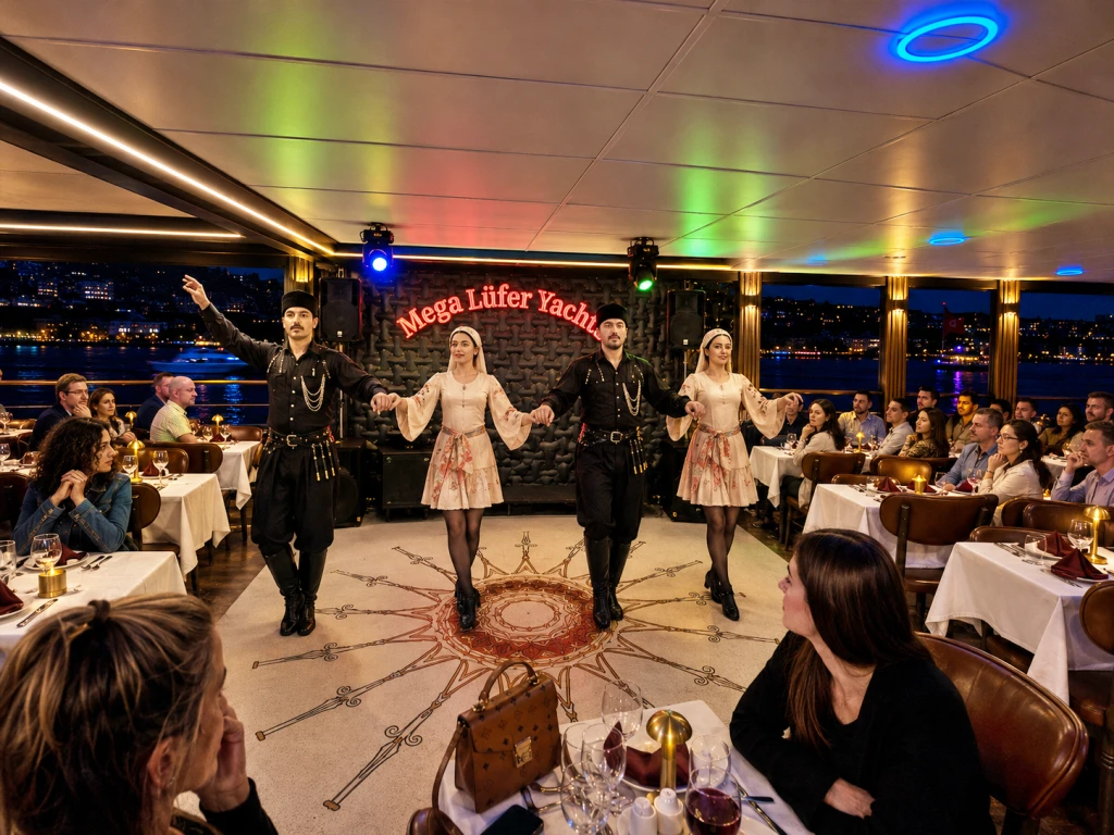 Golden Horn Departing Bosphorus Dinner Cruise | Private Tables | Standard Menu Unlimited Soft Drinks | Window Side Options
