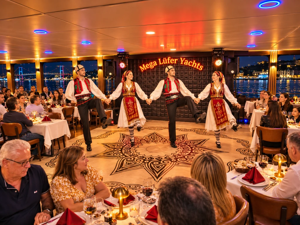 Golden Horn Departing Bosphorus Dinner Cruise | Private Tables | Standard Menu Unlimited Soft Drinks | Window Side Options